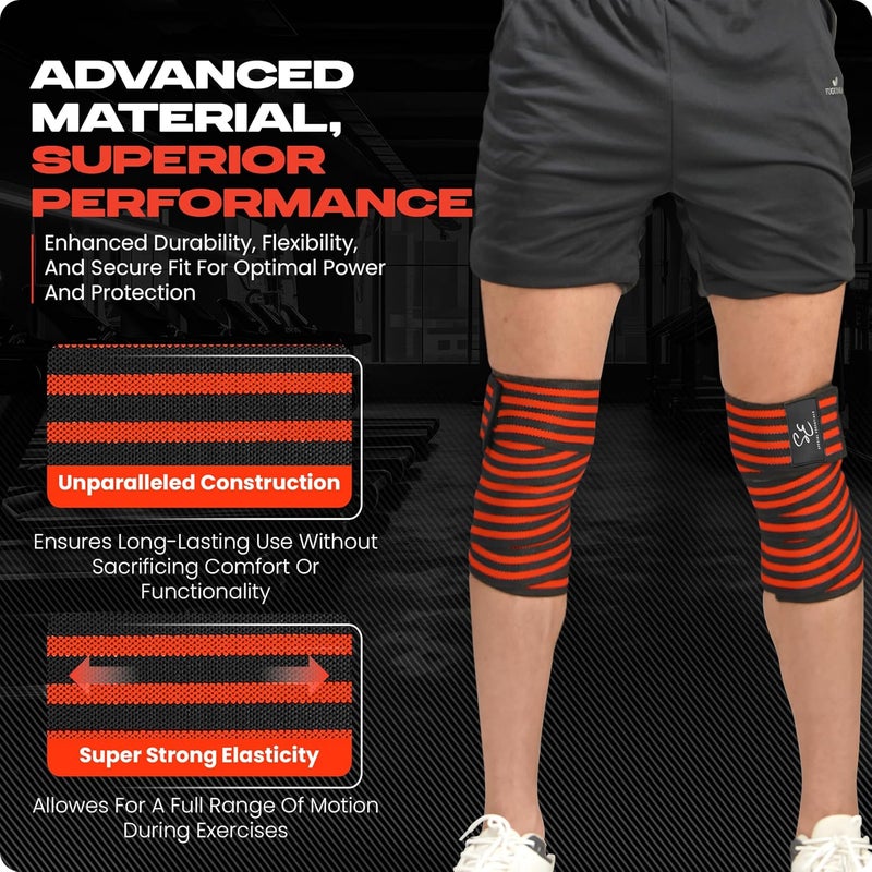 Special Essentials Store Knee Wraps for Weightlifting with Strap (2 Pack) - 72 Inches Flexible Support for Men & Women, for Powerlifting, Squats, Leg Press, and Cross Training - Image 4